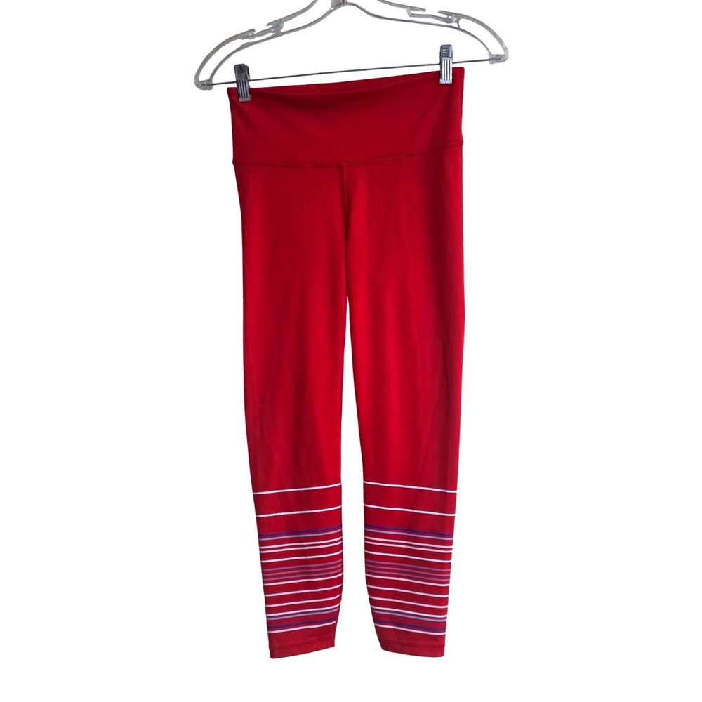 GapFit Blackout Technology High Waisted Striped Leggings Red XS Regular A2